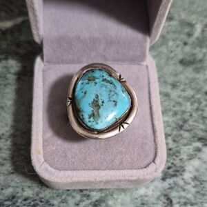 Sterling Silver Turquoise Statement Ring - Blue Turquoise